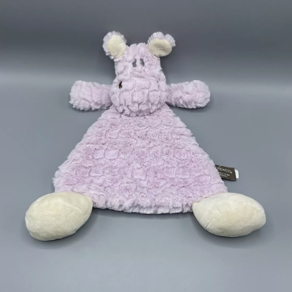 DEMDACO Lift The Spirit Rattle Blankie Harlow Hippo Lavender Purple Lovey 14”
